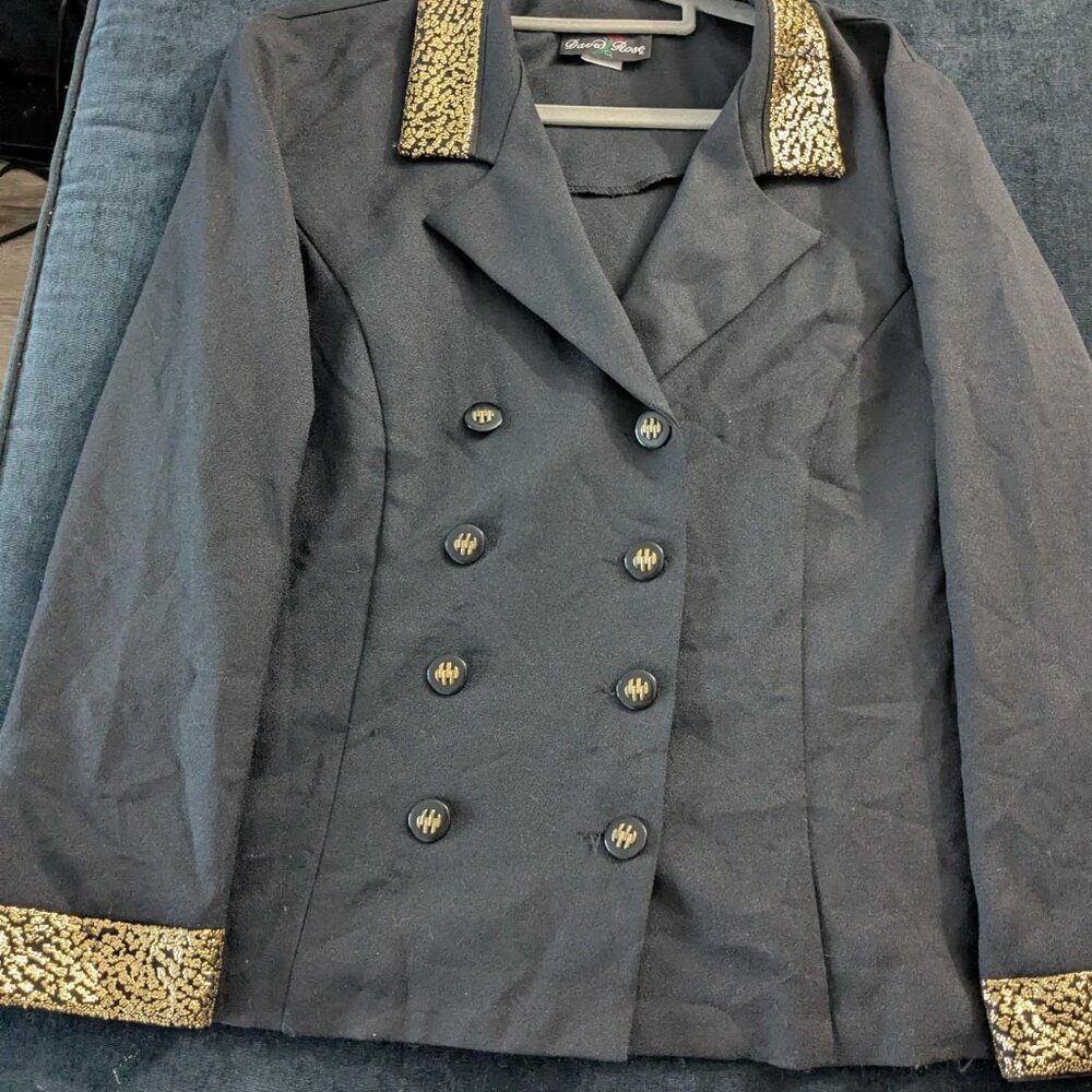 David Rose Black blazer with gold trim and buttons Size L